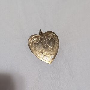 Gold Heart Locket Pendant Necklace - Gold Tone